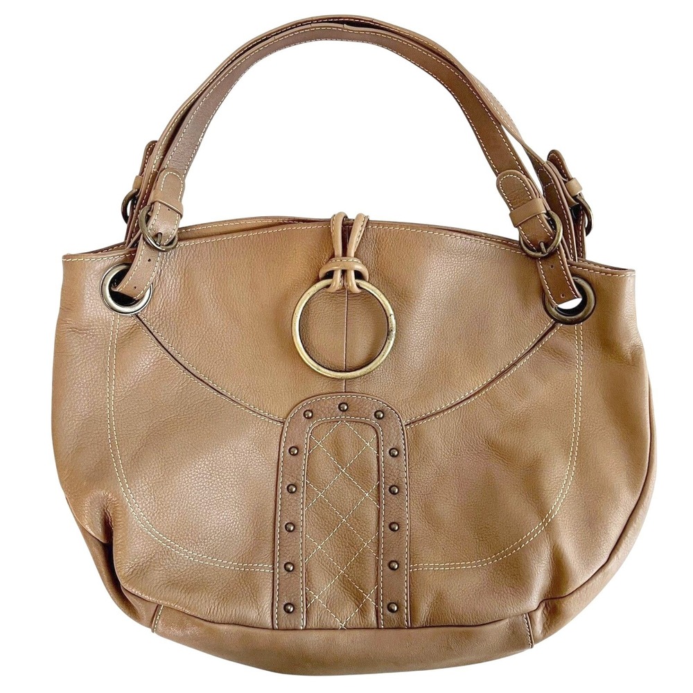 Vintage Luce Women's Shoulder Bag Hobo Purse Brown‎ Leather Brass Slouchy Boho